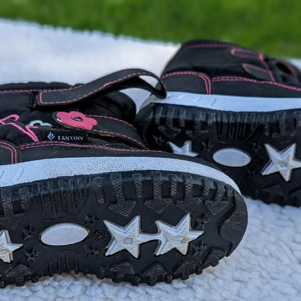 Fantiny Kids Black & Pink Winter Snow Boots (Girls) Sz US 7T/7.5T